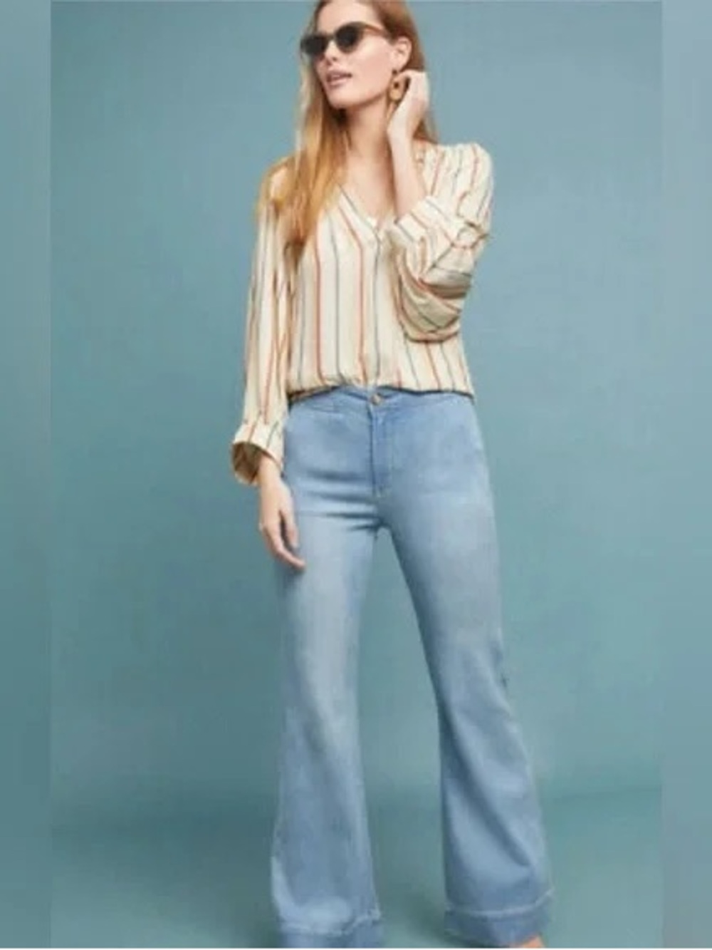 Pilcro and the Letterpress Light Blue High-Rise Wide-Leg Jeans